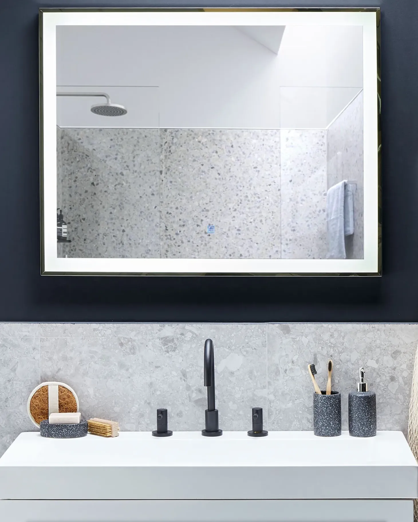 Lustro łazienkowe LED ARGENS 90 cm 70 cm Srebrny