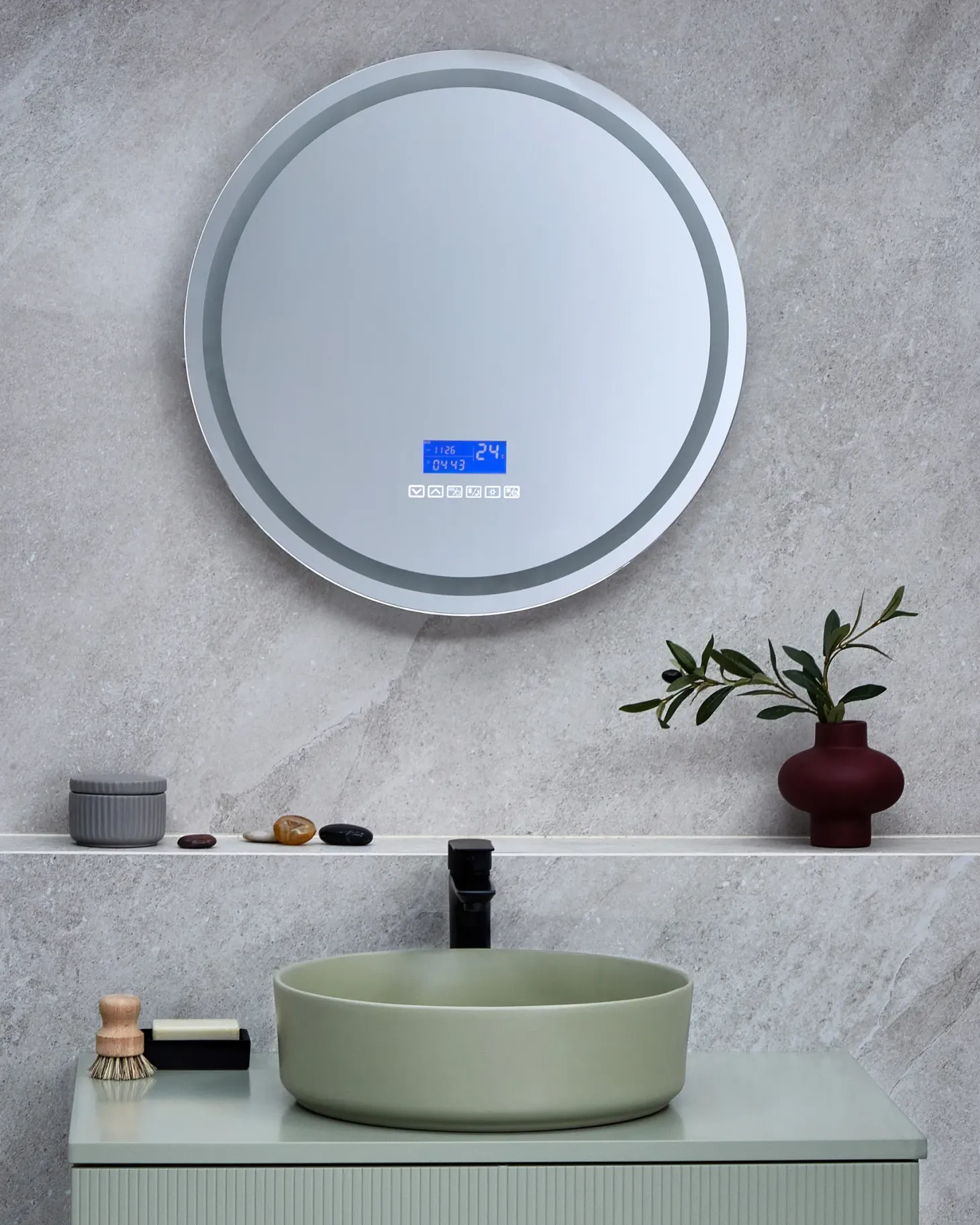 Lustro łazienkowe LED BROGNON 60 cm 60 cm Wbudowany głośnik Bluetooth Srebrny