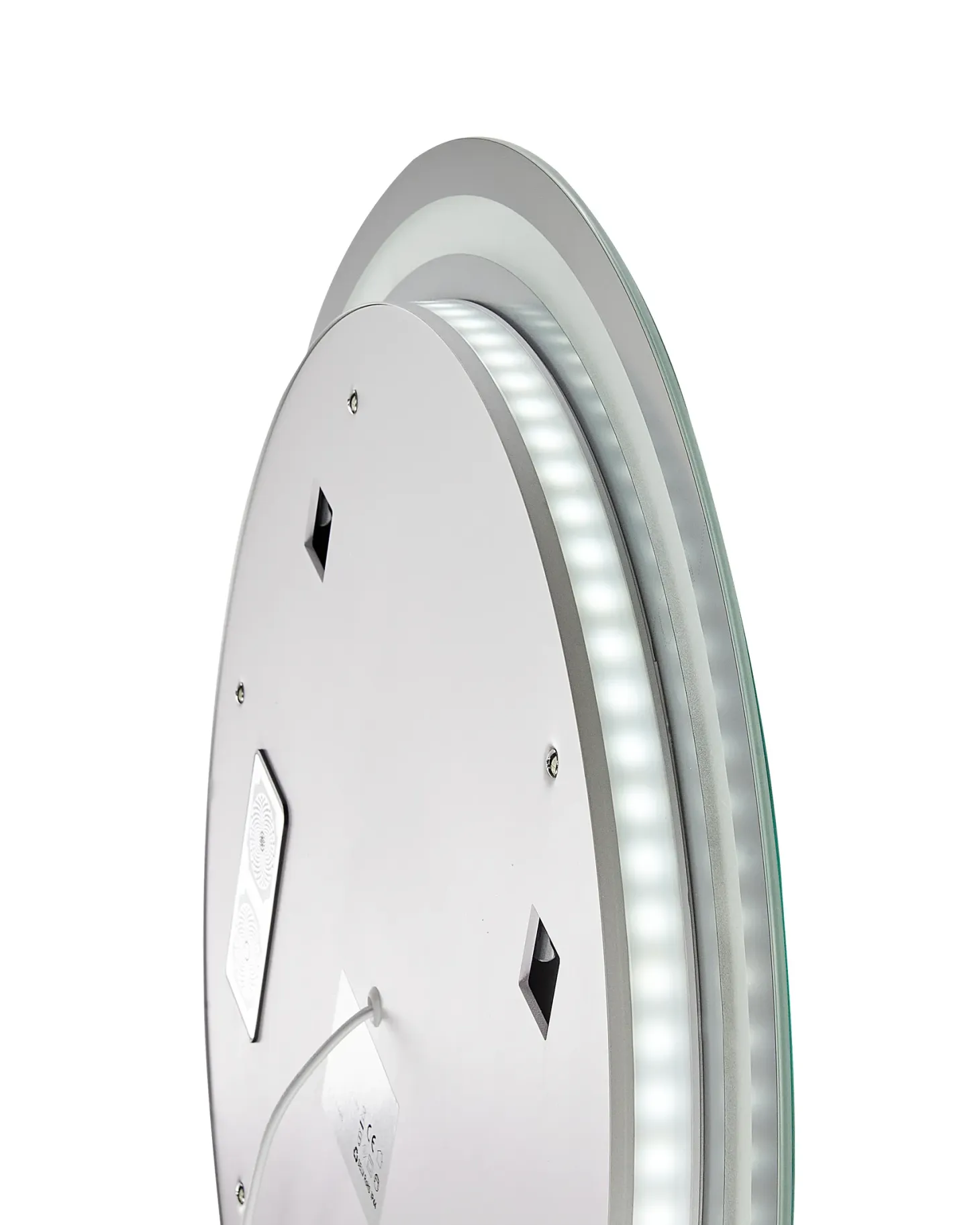 Lustro łazienkowe LED BROGNON 60 cm 60 cm Wbudowany głośnik Bluetooth Srebrny