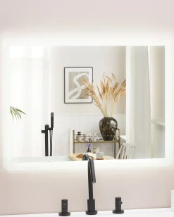 Lustro łazienkowe LED CORROY 80 cm 60 cm Srebrny