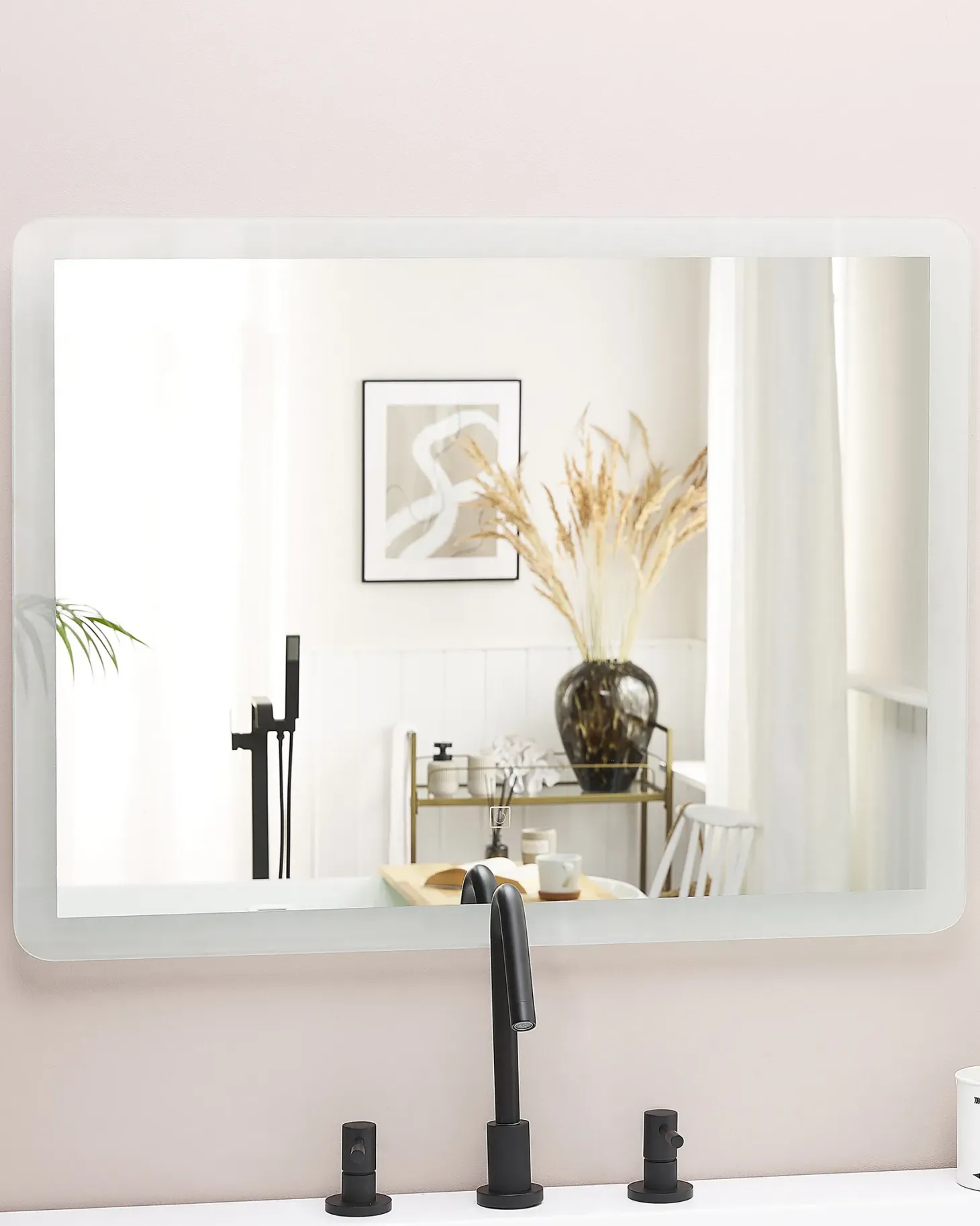 Lustro łazienkowe LED CORROY 80 cm 60 cm Srebrny