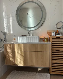 Lustro łazienkowe LED COURSEULLES 79 cm 79 cm Srebrny
