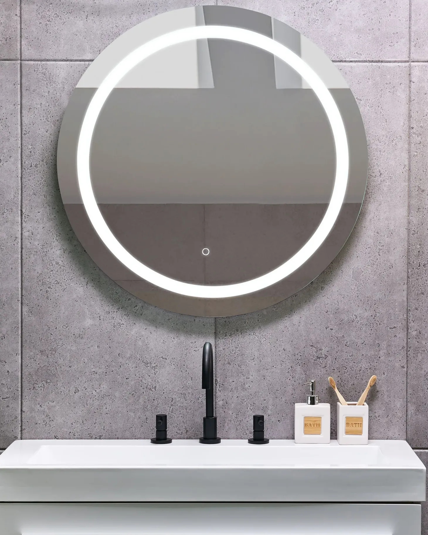 Lustro łazienkowe LED COURSEULLES 79 cm 79 cm Srebrny