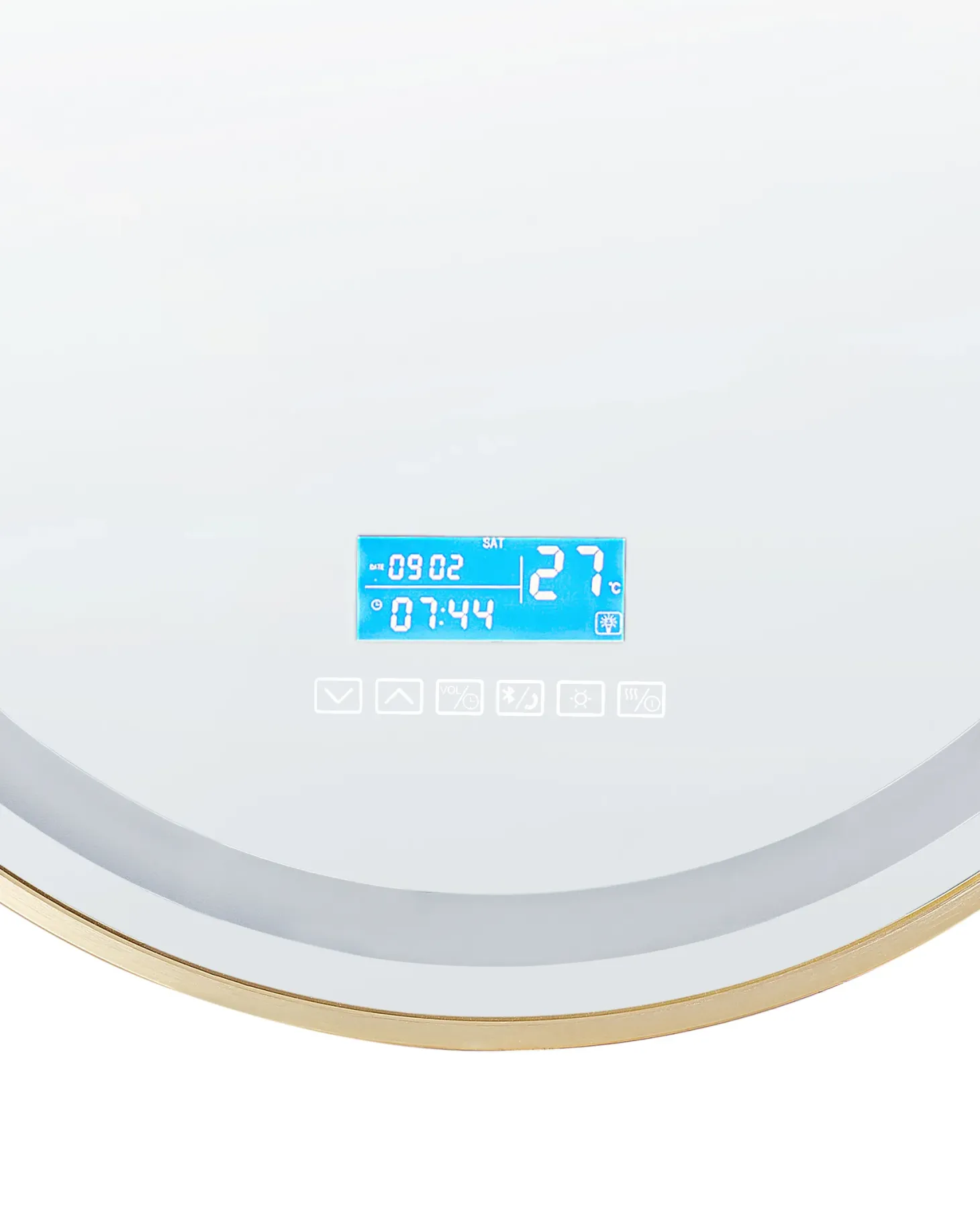 Lustro łazienkowe LED DAROIS 60 cm 60 cm Wbudowany głośnik Bluetooth Złoty