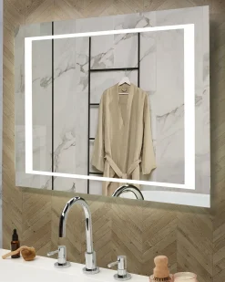 Lustro łazienkowe LED EYRE 80 cm 60 cm Srebrny