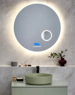 Lustro łazienkowe LED FIXIN 80 cm 80 cm Wbudowany głośnik Bluetooth Srebrny