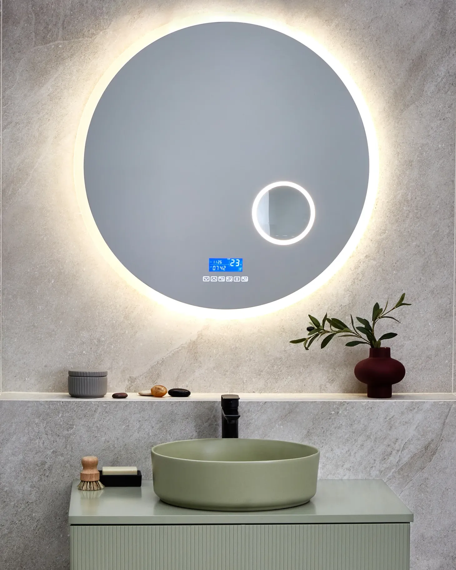 Lustro łazienkowe LED FIXIN 80 cm 80 cm Wbudowany głośnik Bluetooth Srebrny