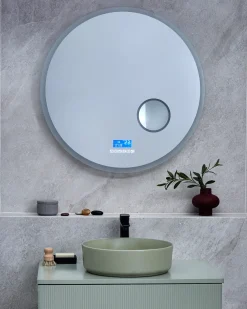 Lustro łazienkowe LED FIXIN 80 cm 80 cm Wbudowany głośnik Bluetooth Srebrny