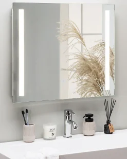 Lustro łazienkowe LED LIRAC 70 cm 60 cm Srebrny