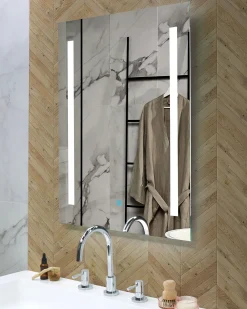 Lustro łazienkowe LED MARTINET 60 cm 80 cm Srebrny