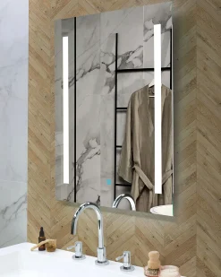 Lustro łazienkowe LED MARTINET 70 cm 90 cm Srebrny