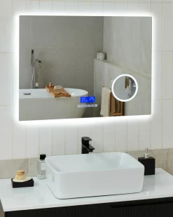 Lustro łazienkowe LED MONTARON 80 cm 60 cm Srebrny