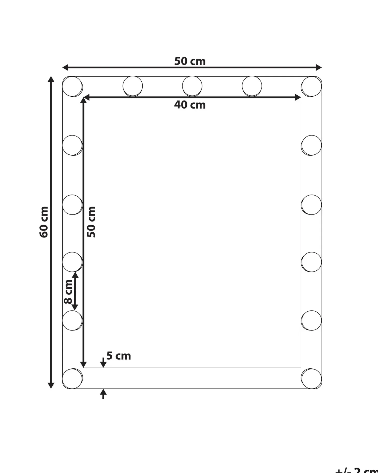 Lustro łazienkowe LED ODENAS 50 cm 60 cm Czarny