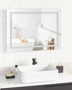 Lustro łazienkowe LED PRENOIS 80 cm 60 cm Srebrny