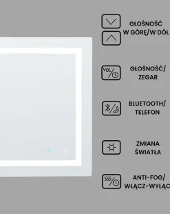 Lustro łazienkowe LED PRENOIS 80 cm 60 cm Srebrny