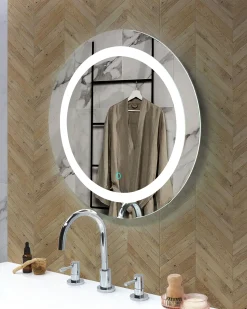 Lustro łazienkowe LED SELUNE 58 cm 58 cm Srebrny