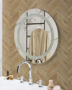 Lustro łazienkowe LED SELUNE 58 cm 58 cm Srebrny