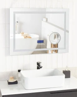 Lustro łazienkowe LED THAIX 80 cm 60 cm Srebrny