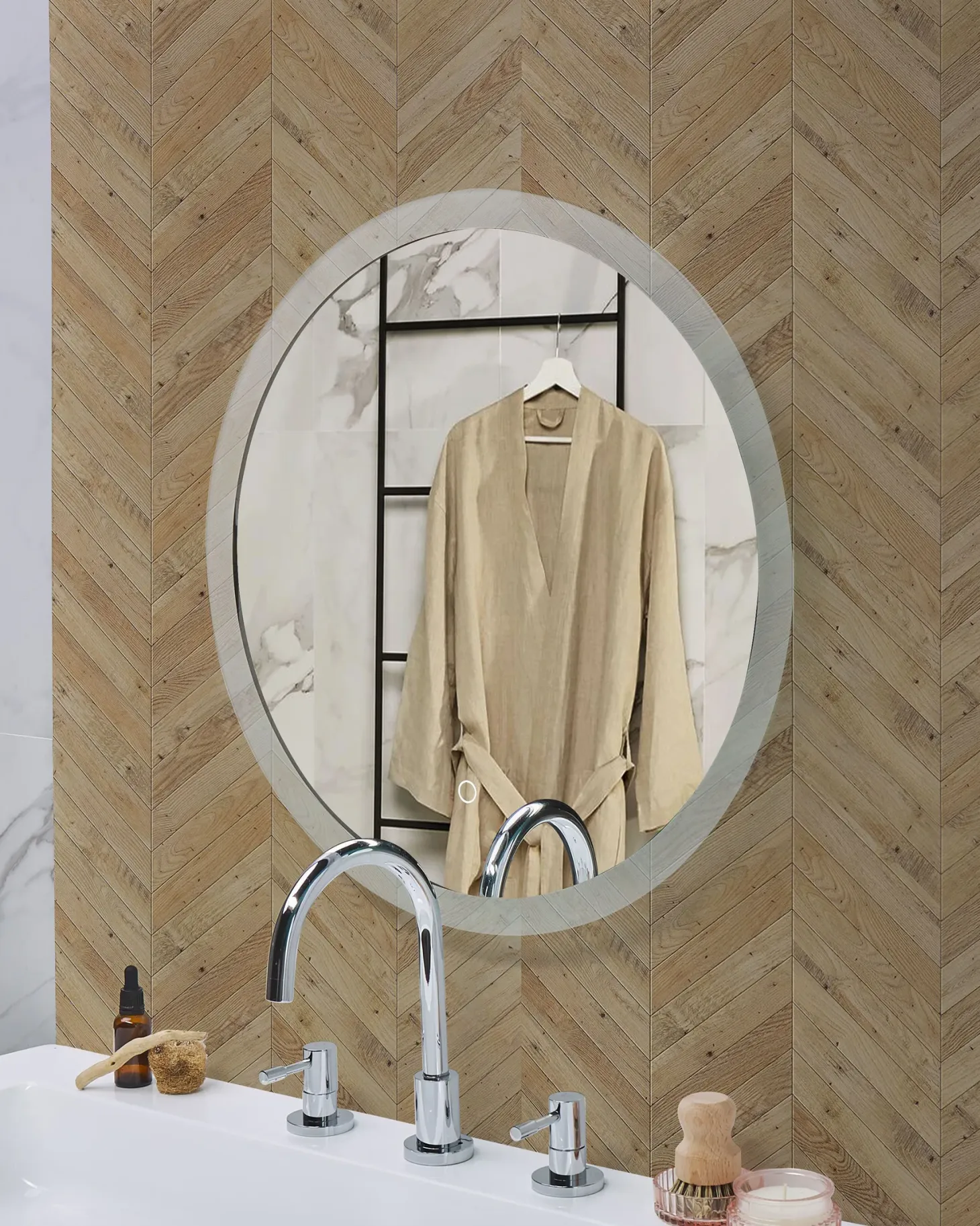 Lustro łazienkowe LED YSER 58 cm 58 cm Srebrny