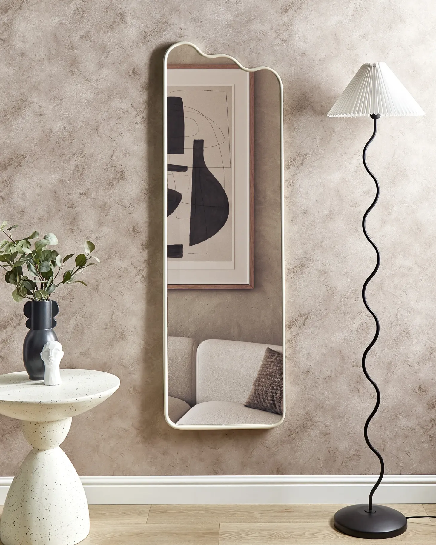 Lustro ścienne ABZAC 45 cm 145 cm Metal Złamana biel