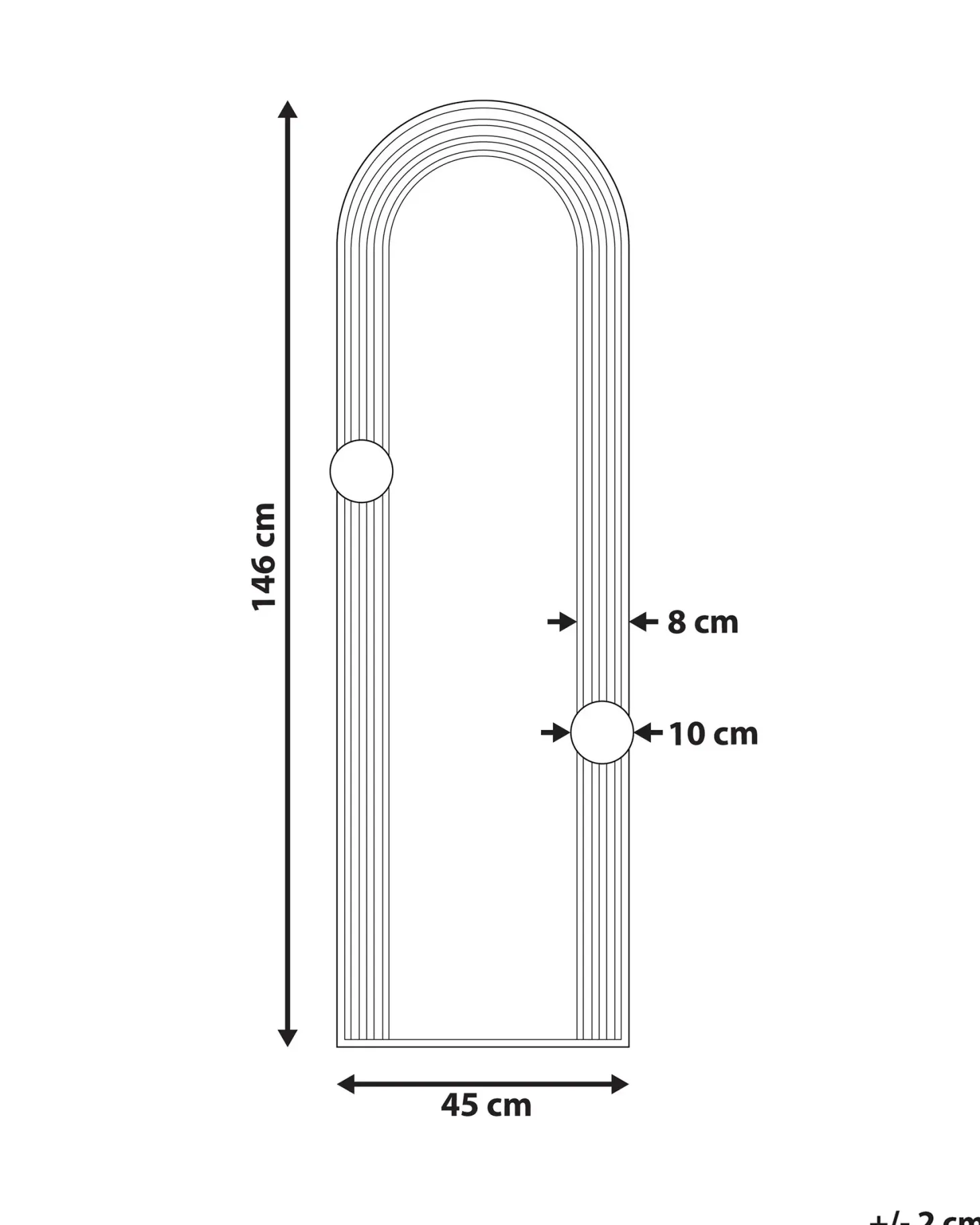 Lustro ścienne AJAIN 45 cm 146 cm Metal Czarny