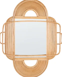 Lustro ścienne ALCORN 70 cm 90 cm Rattan Naturalny