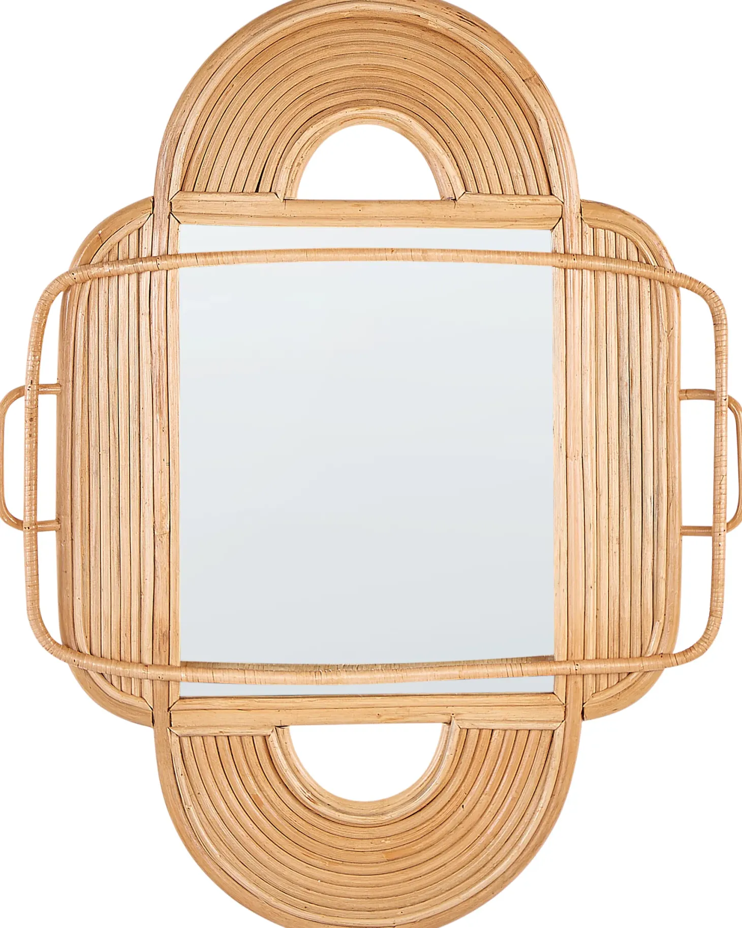 Lustro ścienne ALCORN 70 cm 90 cm Rattan Naturalny