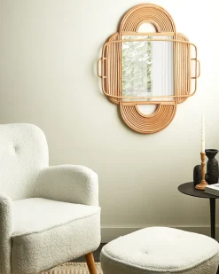 Lustro ścienne ALCORN 70 cm 90 cm Rattan Naturalny