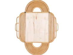 Lustro ścienne ALCORN 70 cm 90 cm Rattan Naturalny