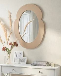 Lustro ścienne ALVENA 60 cm 80 cm Beżowy