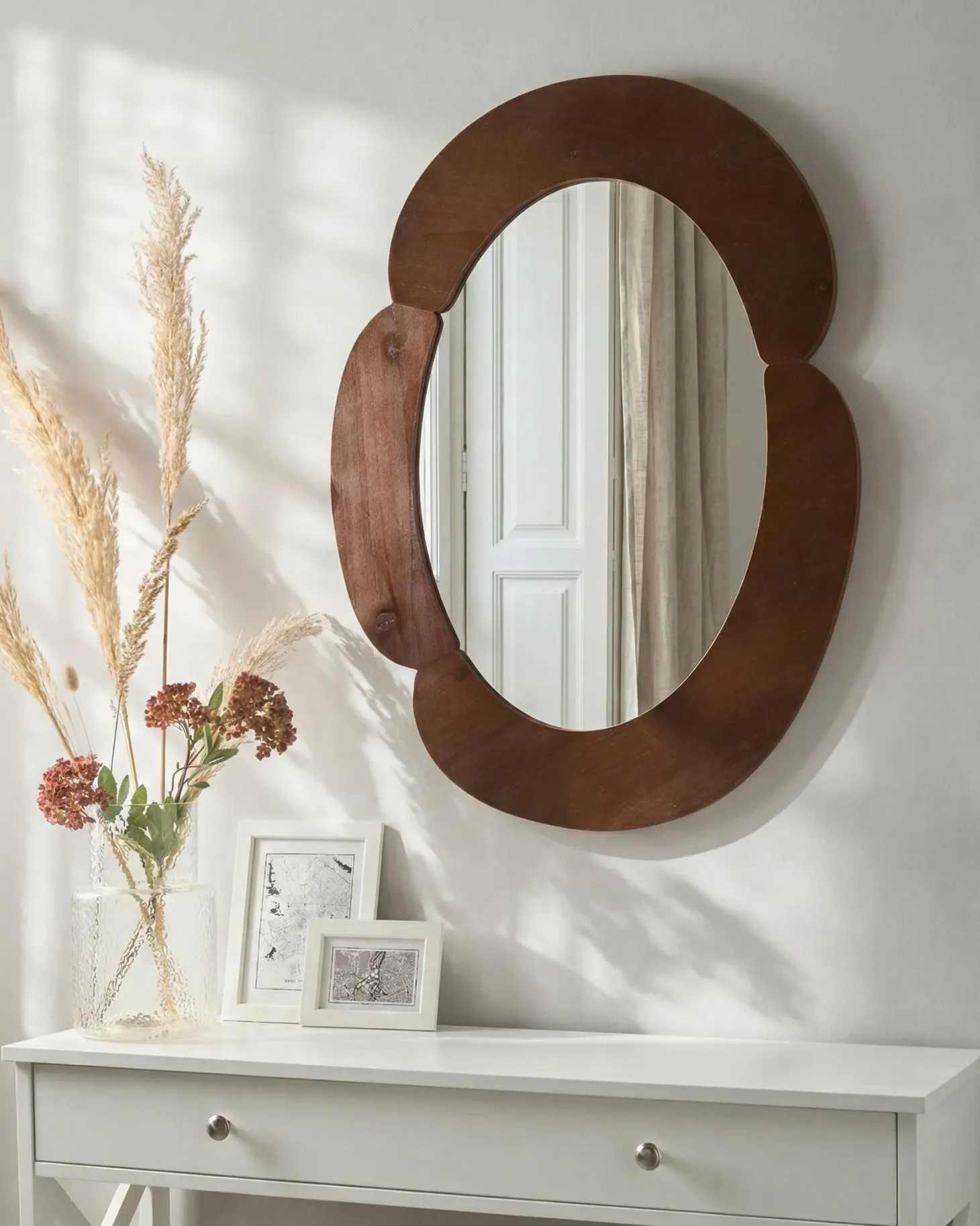 Lustro ścienne ALVENA 60 cm 80 cm Ciemnobrązowy