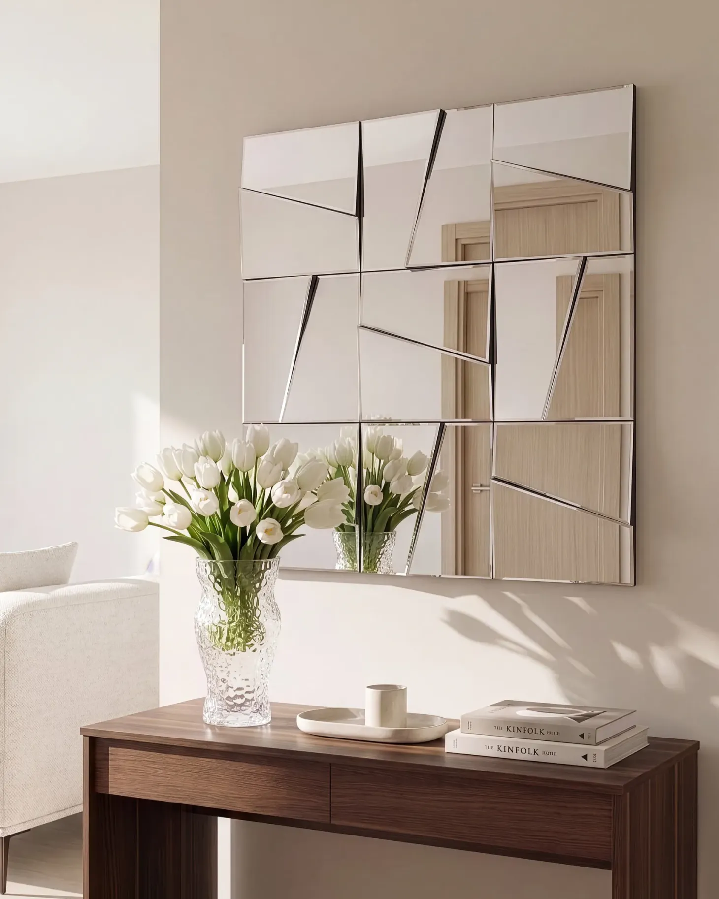 Lustro ścienne ANCEMONT 80 cm 80 cm Srebrny