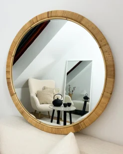 Lustro ścienne ANLEZY 80 cm 80 cm Rattan Naturalny