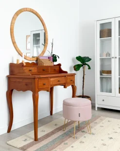 Lustro ścienne ANLEZY 80 cm 80 cm Rattan Naturalny