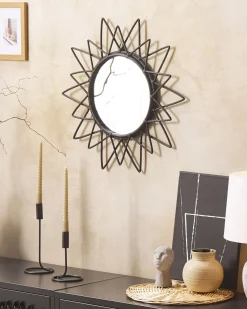 Lustro ścienne AROEK 61 cm 61 cm Rattan Czarny