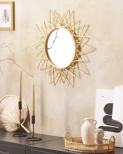 Lustro ścienne AROEK 61 cm 61 cm Rattan Naturalny