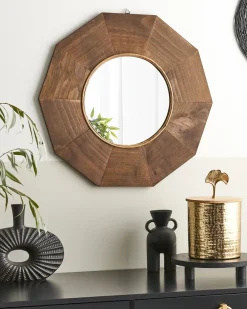 Lustro ścienne ASEM 60 cm 60 cm Drewno topolowe Brązowy