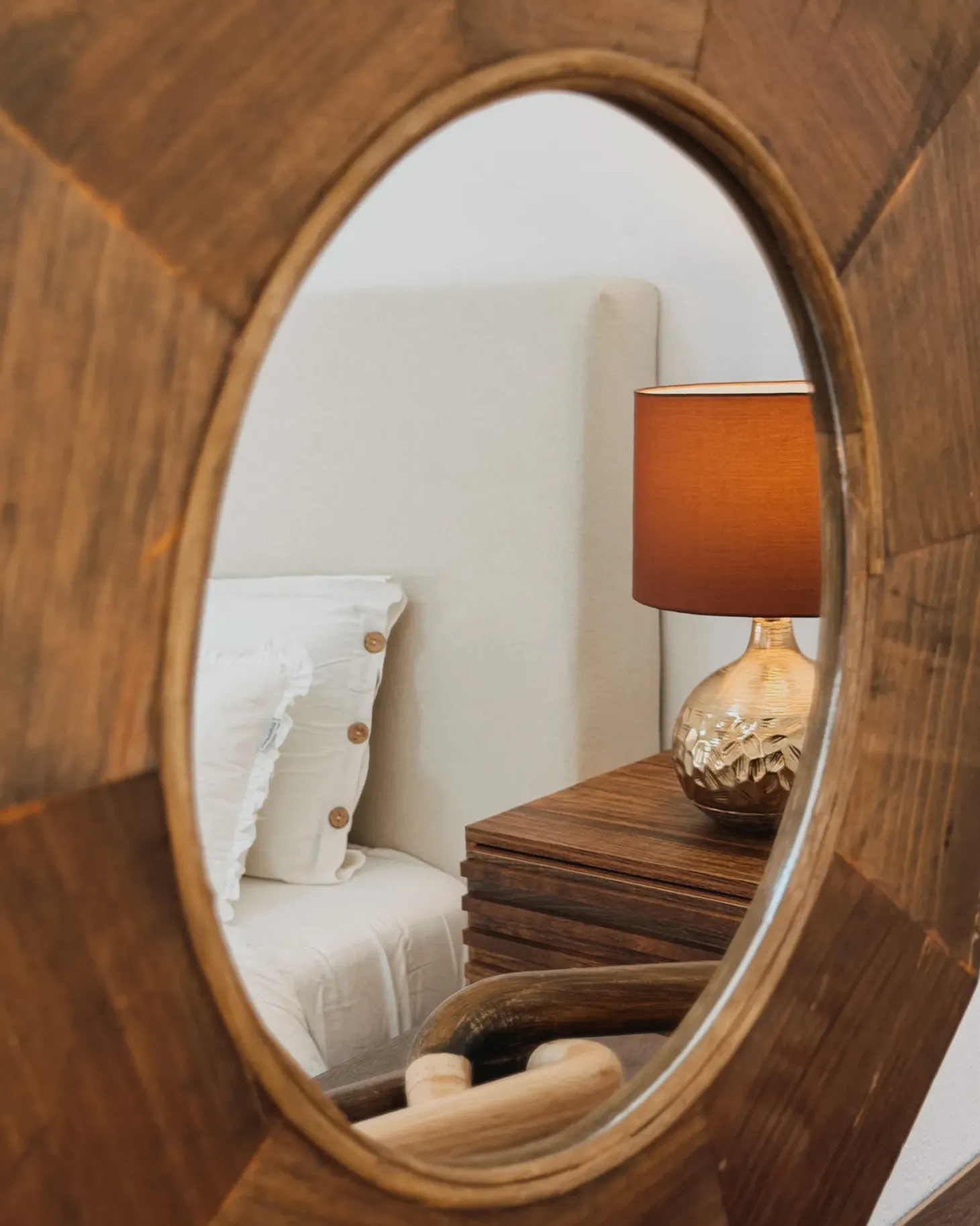 Lustro ścienne ASEM 60 cm 60 cm Drewno topolowe Brązowy