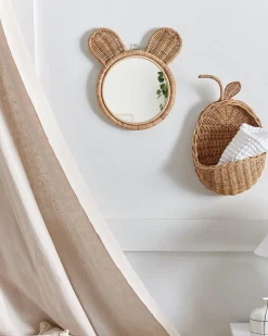 Lustro ścienne ASHANTI 30 cm 33 cm Rattan Naturalny