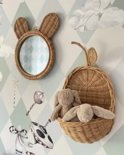Lustro ścienne ASHANTI 30 cm 33 cm Rattan Naturalny