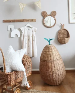 Lustro ścienne ASHANTI 30 cm 33 cm Rattan Naturalny