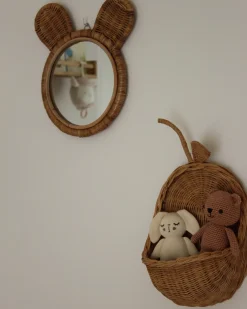 Lustro ścienne ASHANTI 30 cm 33 cm Rattan Naturalny