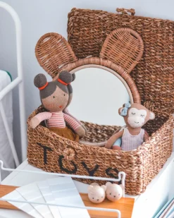 Lustro ścienne ASHANTI 30 cm 33 cm Rattan Naturalny
