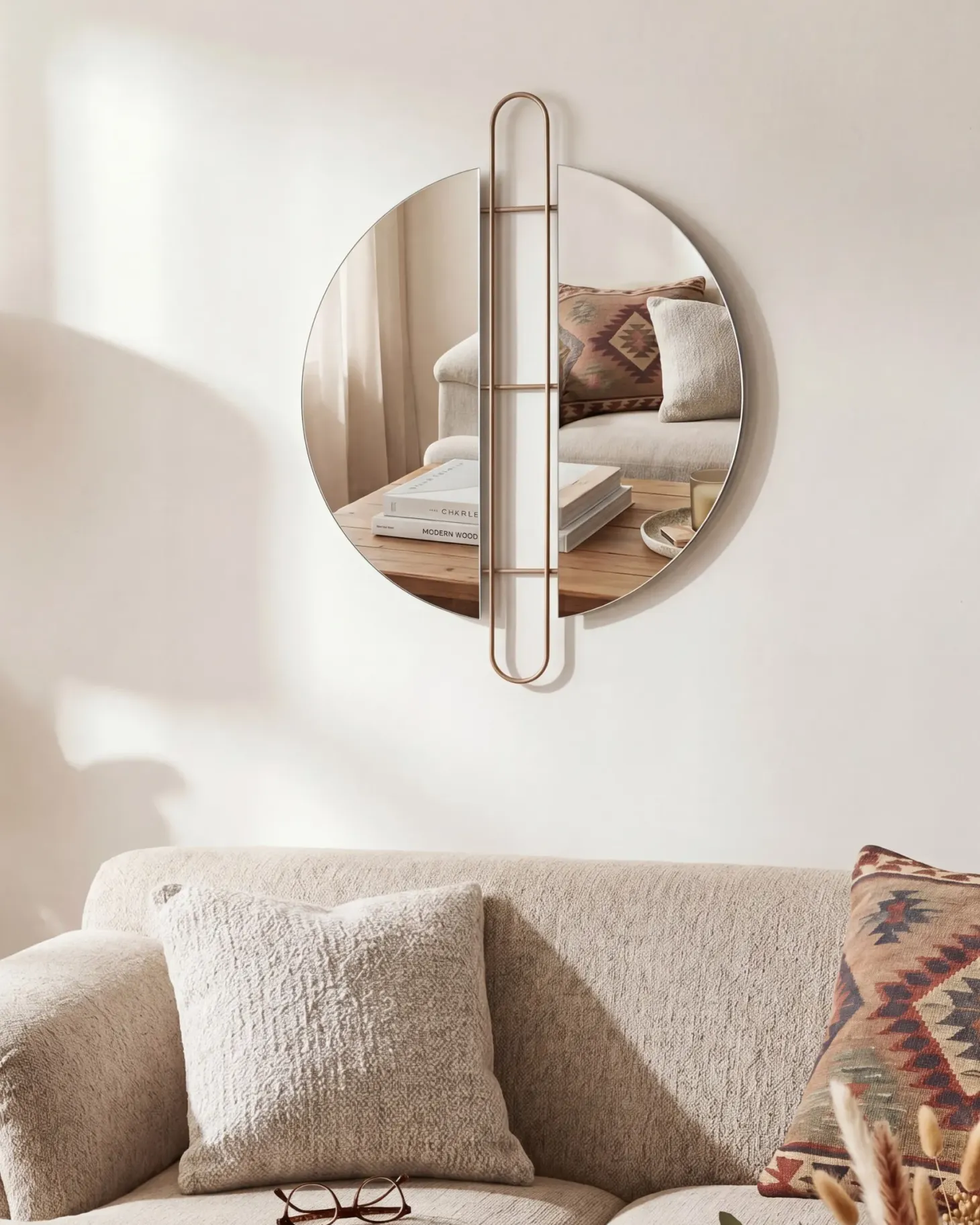 Lustro ścienne ATTIN 52 cm 65 cm Złoty