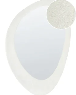 Lustro ścienne AUDES 60 cm 90 cm Welur Złamana biel