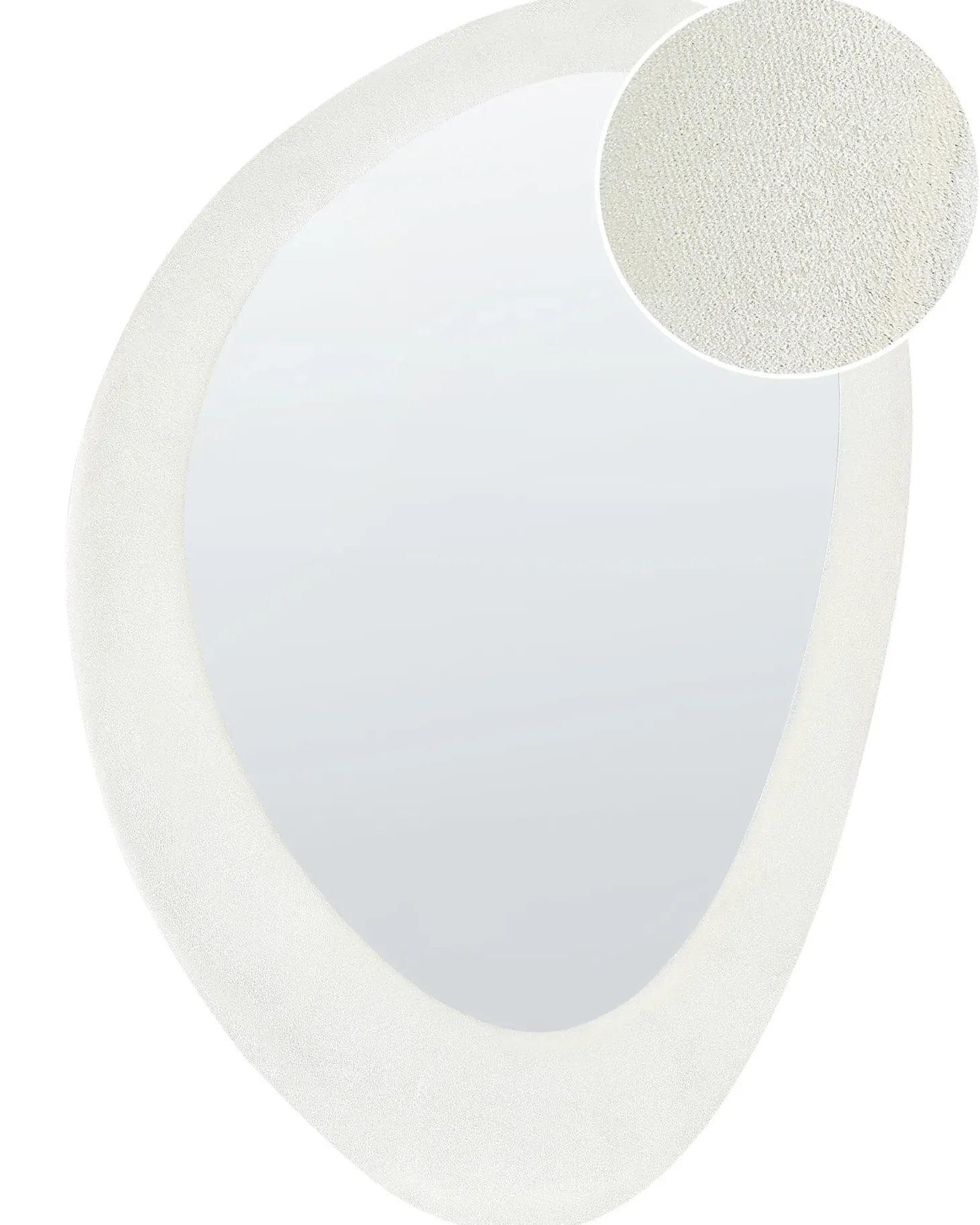 Lustro ścienne AUDES 60 cm 90 cm Welur Złamana biel