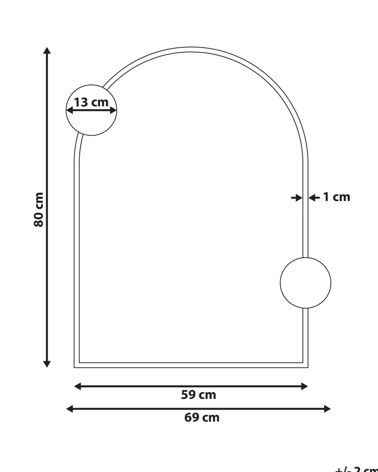 Lustro ścienne AULON 69 cm 80 cm Metal Czarny