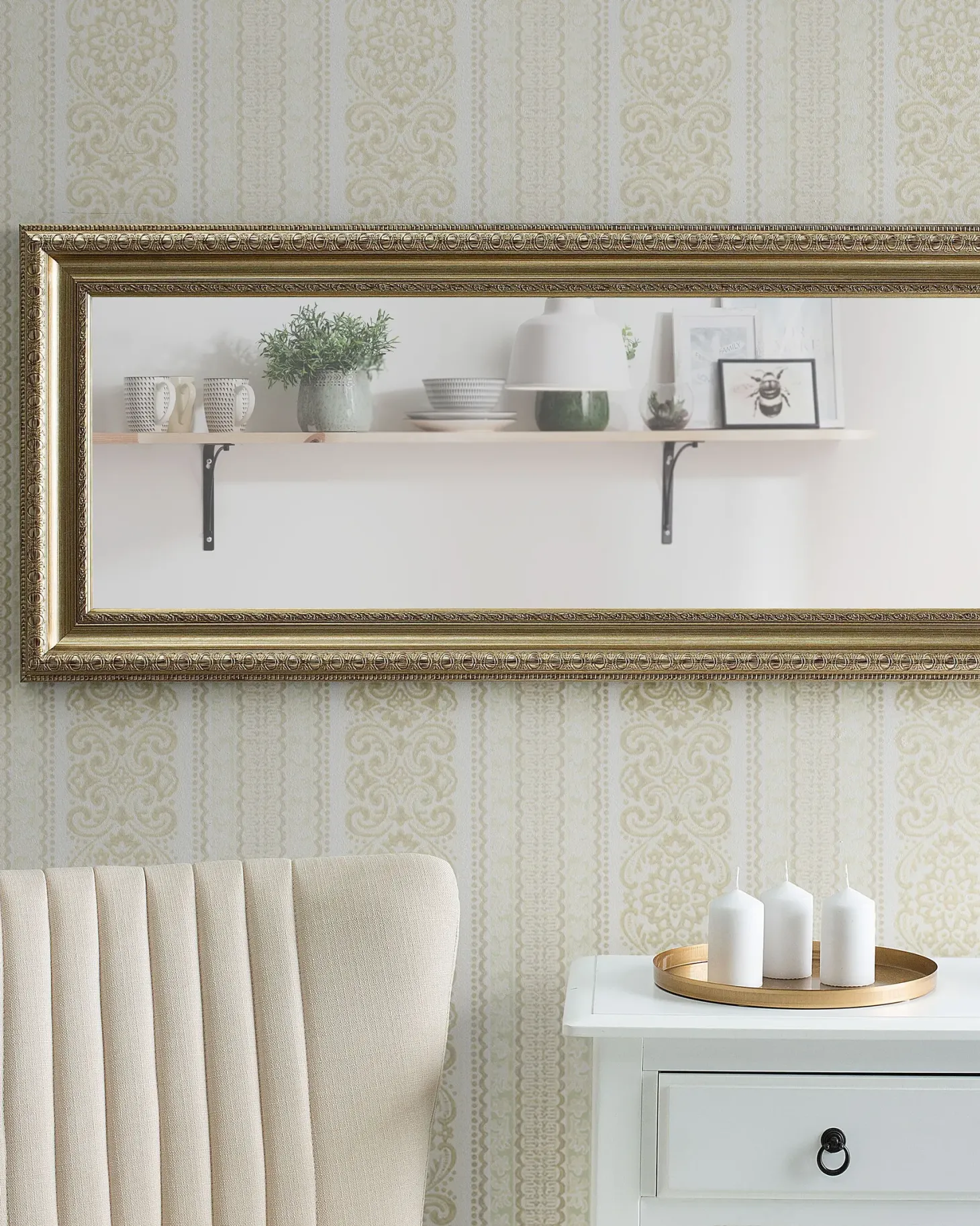 Lustro ścienne AURILLAC 51 cm 141 cm Złoty