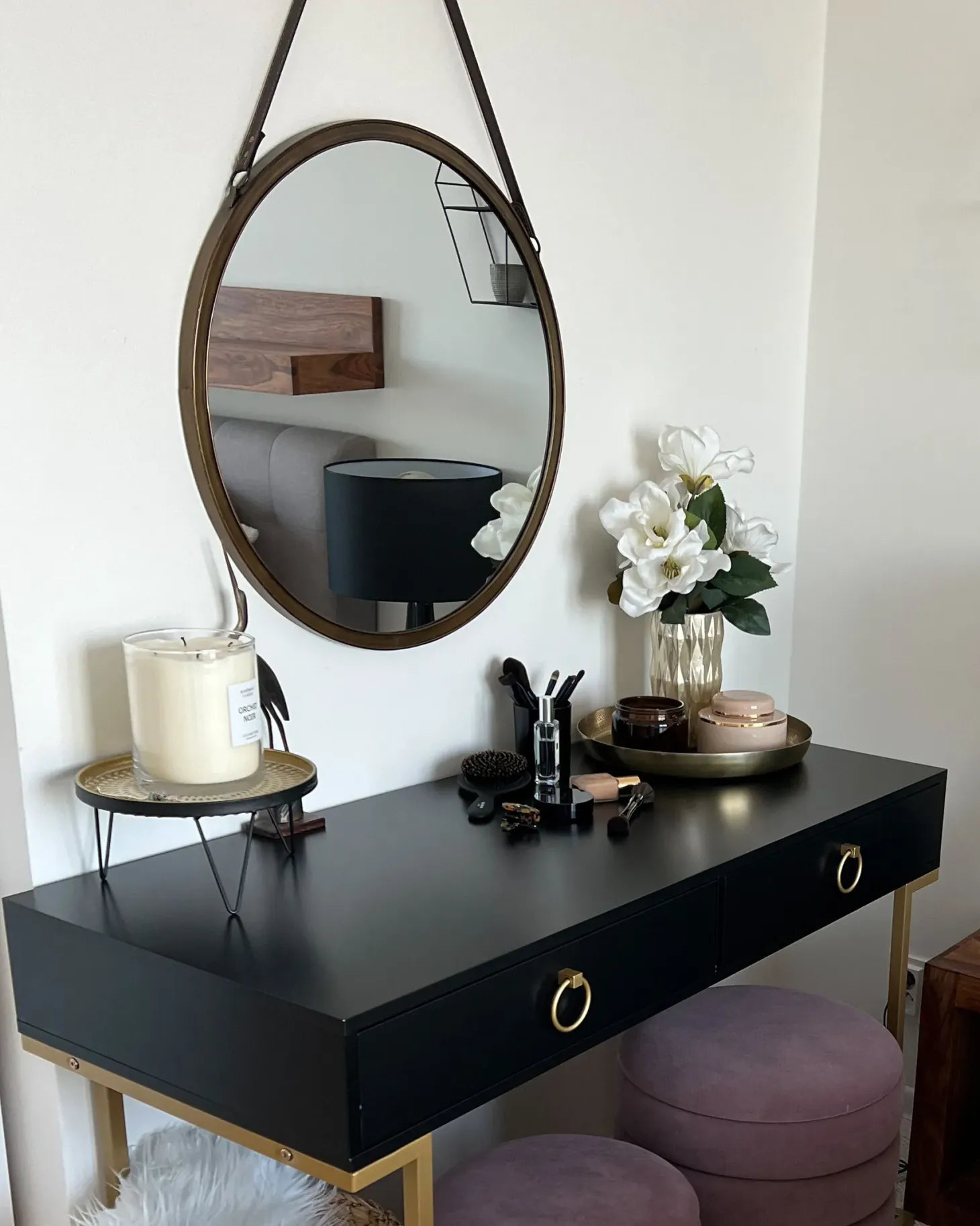 Lustro ścienne AUTUN 60 cm 60 cm Metal Złoty