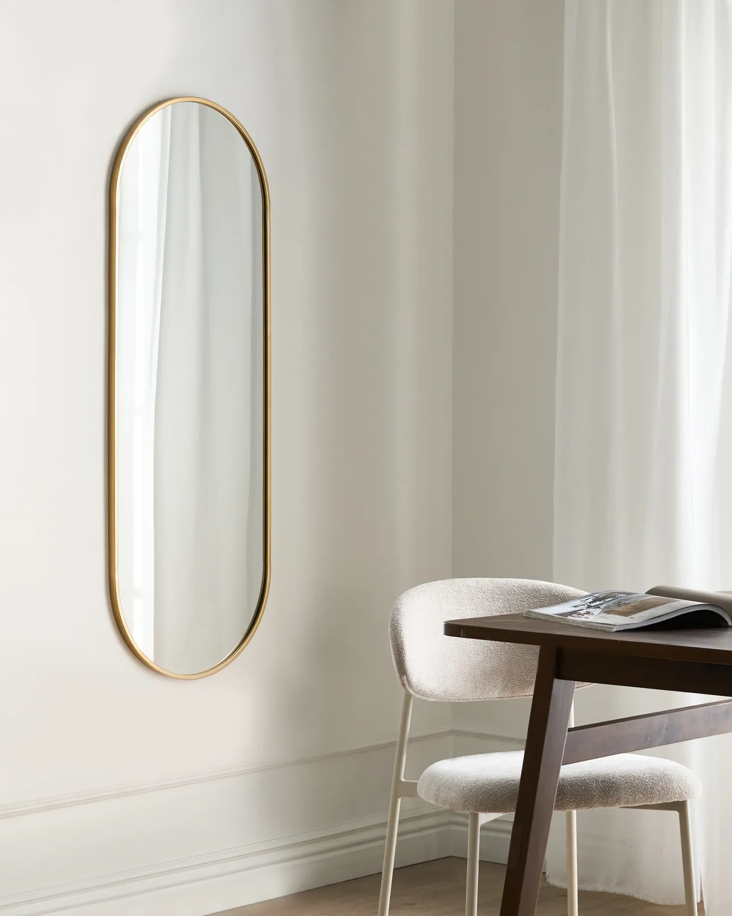 Lustro ścienne AZEVILLE 46 cm 122 cm Metal Złoty
